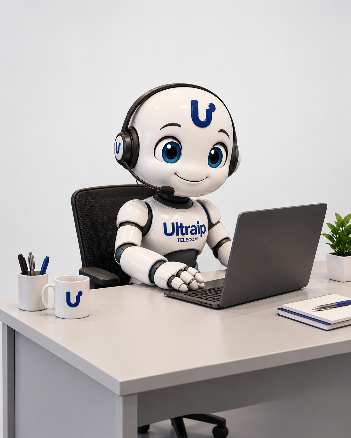 Personagem UltraIp no atendimento